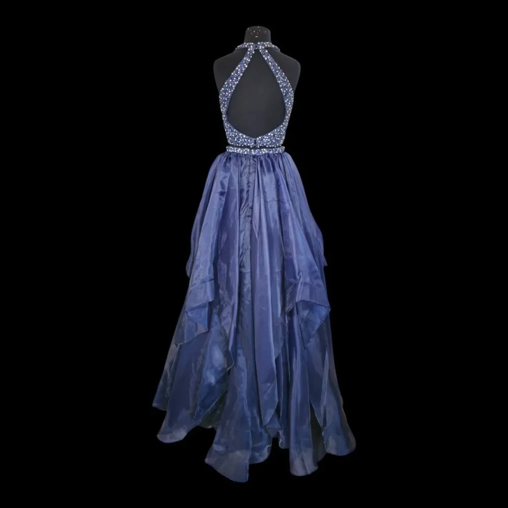 Jovani Navy Embellished Two Piece Prom Ballgown - Picture 3 of 7